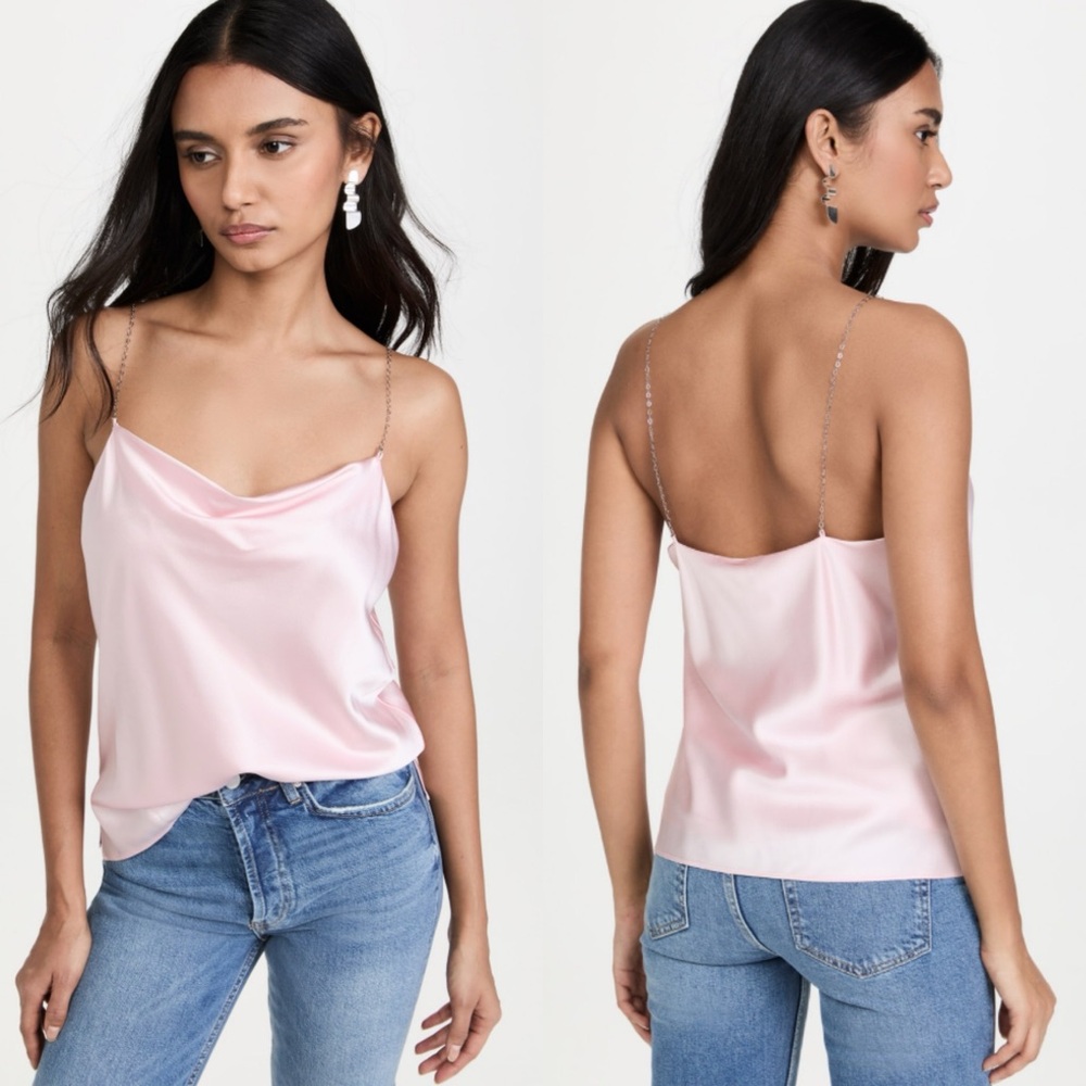 New Cami NYC Busy Heart Stretch Silk Heart Chain Strap Cami in Frosting Size M